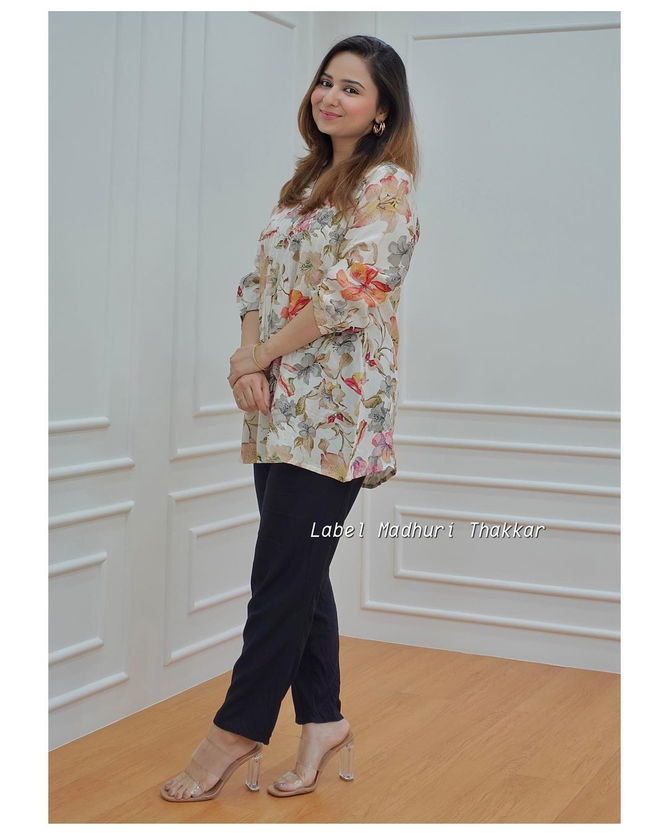 Floral Pure Muslin Designer and Party Wear Tunics